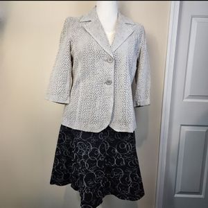 Large Gray Terry Lewis Classic Luxury Leather 3/4  length sleeve jacket